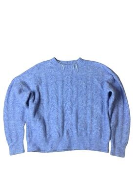 PIECES Periwinkle Blue Cable Knit Crewneck Sweater - Size Large